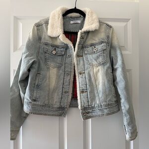 Nordstrom Denim Jacket with Cream Sherpa Collar